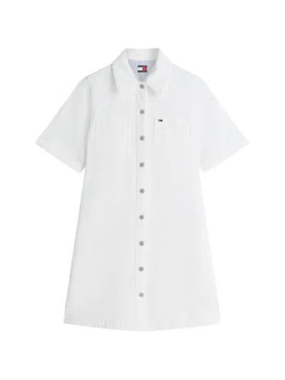 Tommy Hilfiger Button-up Short-sleeve Mini Dress In White