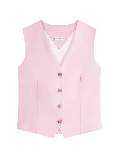 Tommy Hilfiger Button-up Waistcoat In Pink