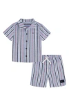 Tommy Hilfiger Baby Boys 2-piece Striped Gauze Cabana Shirt And Shorts Set In Blue