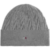 Tommy Hilfiger Cable Knit Beanie Hat Grey In Gray