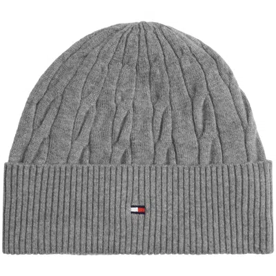 TOMMY HILFIGER TOMMY HILFIGER CABLE KNIT BEANIE HAT GREY