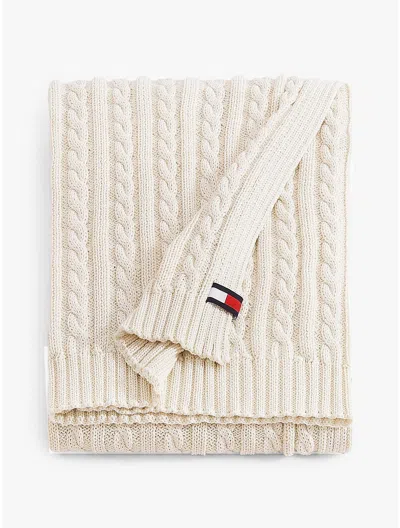 Tommy Hilfiger Cable Knit Blanket In Neutral
