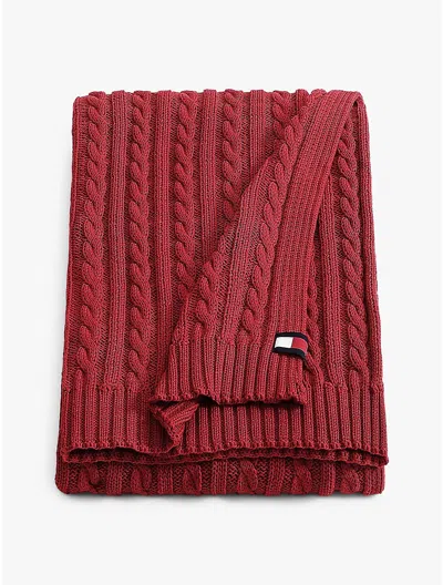 Tommy Hilfiger Cable Knit Blanket In Red
