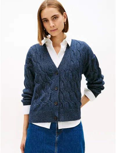 Tommy Hilfiger Cable Knit Cardigan In Blue