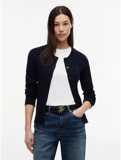 Tommy Hilfiger Cable Knit Cardigan In Blue