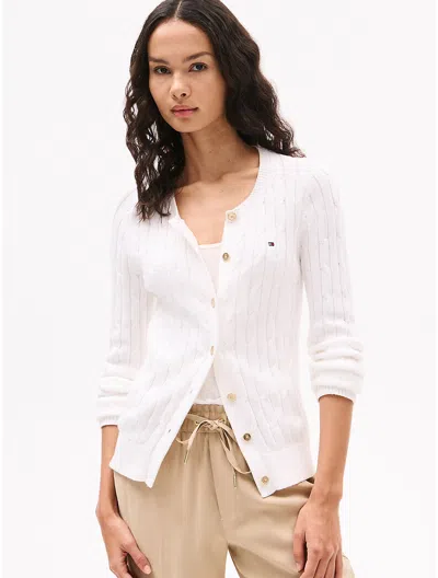 Tommy Hilfiger Cable Knit Cardigan In Ecru
