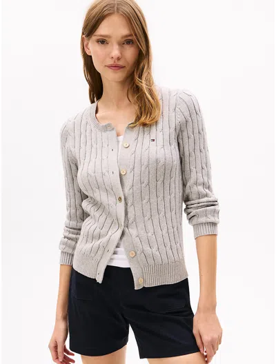 Tommy Hilfiger Cable Knit Cardigan In Grey