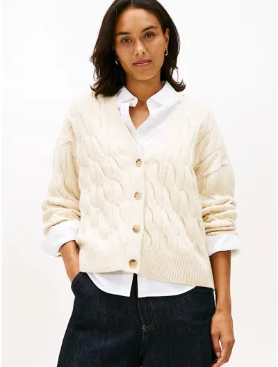 Tommy Hilfiger Cable Knit Cardigan In Neutral