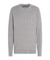 Tommy Hilfiger Cable-knit Crew-neck Sweater In Gray