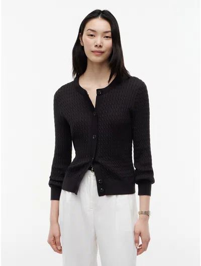 Tommy Hilfiger Cable Knit Crewneck Cardigan In Black