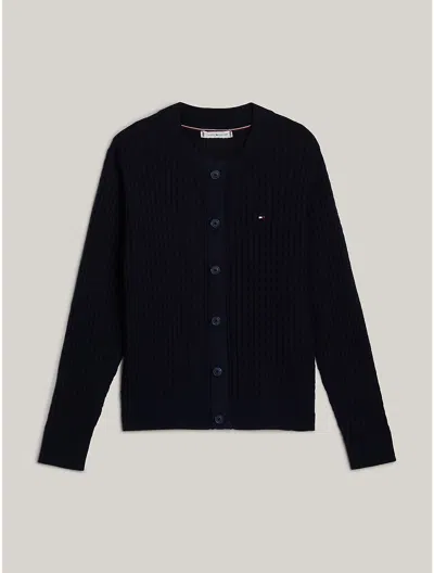 TOMMY HILFIGER CABLE KNIT CREWNECK CARDIGAN