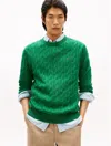 Tommy Hilfiger Cable Knit Crewneck Sweater In Green