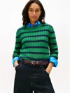 Tommy Hilfiger Cable Knit Crewneck Sweater In Green