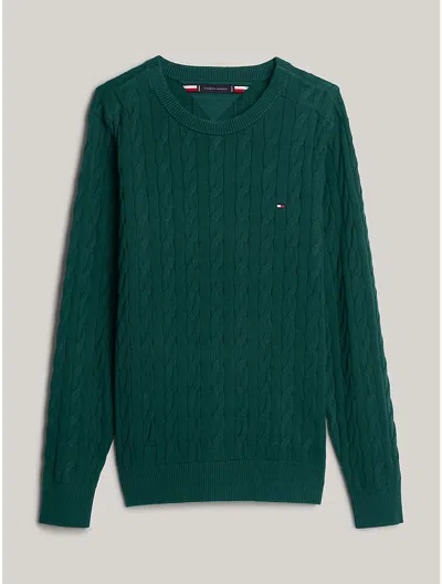 Tommy Hilfiger Cable Knit Crewneck Sweater In Ornamental Green