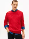 Tommy Hilfiger Cable Knit Crewneck Sweater In Red