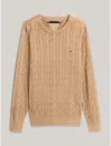 Tommy Hilfiger Cable Knit Crewneck Sweater In Animal Print