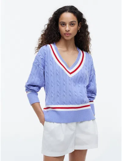 Tommy Hilfiger Cable Knit Cricket Sweater In Purple