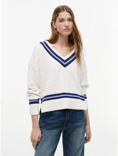 Tommy Hilfiger Cable Knit Cricket Sweater In White