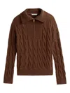 Tommy Hilfiger Cable-knit Half-zip Knitwear In Brown