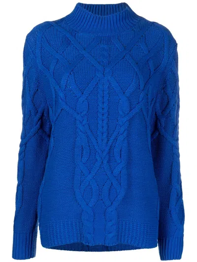 Tommy Hilfiger Cable-knit High Neck Jumper In Blue