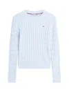 Tommy Hilfiger Cable-knit Logo Sweater In Blue