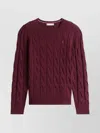 Tommy Hilfiger Cable Knit Long Sleeve Wool Pullover In Red