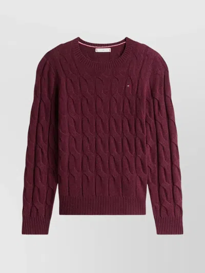 TOMMY HILFIGER CABLE KNIT LONG SLEEVE WOOL PULLOVER