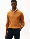 Tommy Hilfiger Cable Knit Mockneck Sweater In Gold
