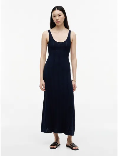Tommy Hilfiger Cable Knit Pointelle Midi Tank Dress In Black