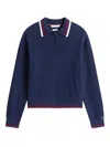 Tommy Hilfiger Cable-knit Polo Shirt In Blue