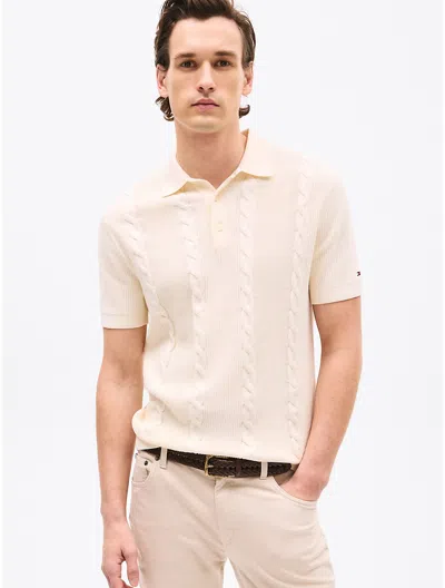 Tommy Hilfiger Cable Knit Polo Sweater In Calico