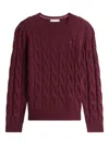 Tommy Hilfiger Cable Knit Long Sleeve Wool Pullover In Red