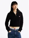 Tommy Hilfiger Men's Cable Knit Quarter-zip Sweater In Black