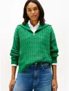 Tommy Hilfiger Cable Knit Quarter In Green