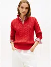 Tommy Hilfiger Cable Knit Quarter In Red