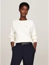 Tommy Hilfiger Cable Knit Relaxed Fit Sweater In Ivory Petal