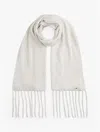 Tommy Hilfiger Logo-plaque Fringed Scarf In White