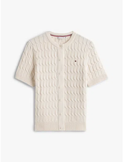 Tommy Hilfiger Cable Knit Short In Heather Ivory Petal