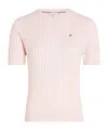 Tommy Hilfiger Cable Knit Short Sleeve Jumper In Pink