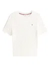 Tommy Hilfiger Cable-knit Short-sleeve T-shirt In White