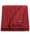 Tommy Hilfiger Cable Knit Solid Throw In Red