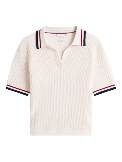 Tommy Hilfiger Cable-knit Striped T-shirt In Neutral