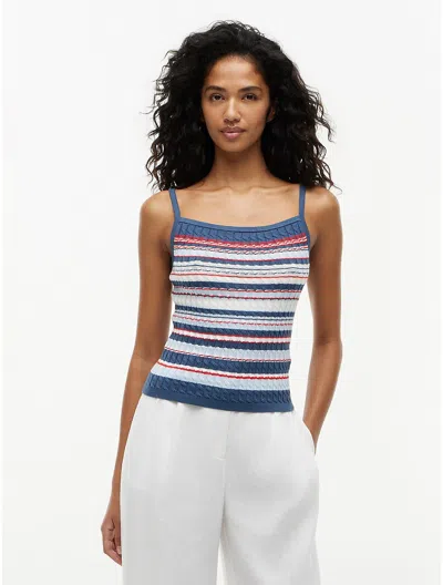 Tommy Hilfiger Cable Knit Striped Tank Top In Blue