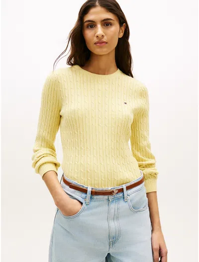 Tommy Hilfiger Cable Knit Sweater In Yellow