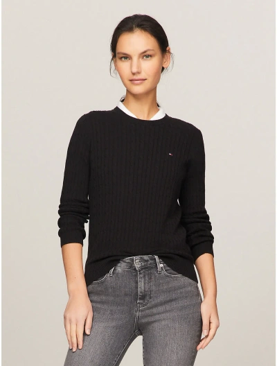Tommy Hilfiger Cable Knit Sweater In Black