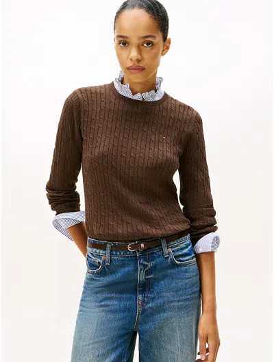 Tommy Hilfiger Cable Knit Sweater In Brown