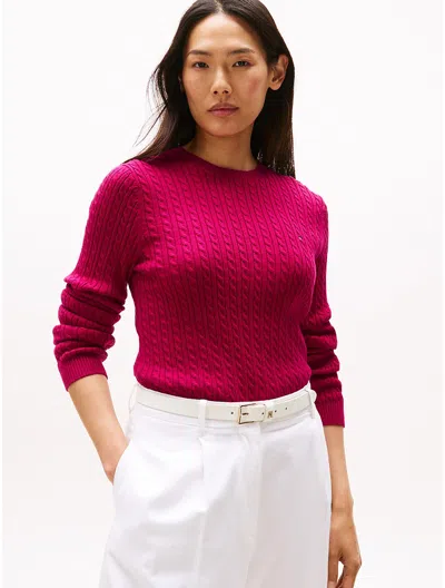 Tommy Hilfiger Cable Knit Sweater In Burgundy