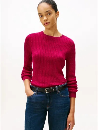 Tommy Hilfiger Cable Knit Sweater In Burgundy