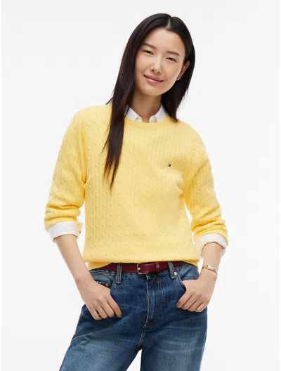 Tommy Hilfiger Cable Knit Sweater In Yellow