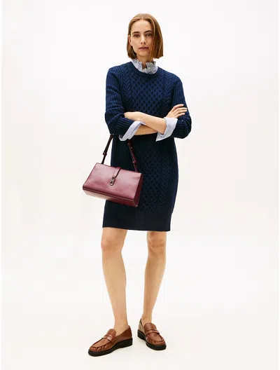 Tommy Hilfiger Cable Knit Sweater Dress In Blue